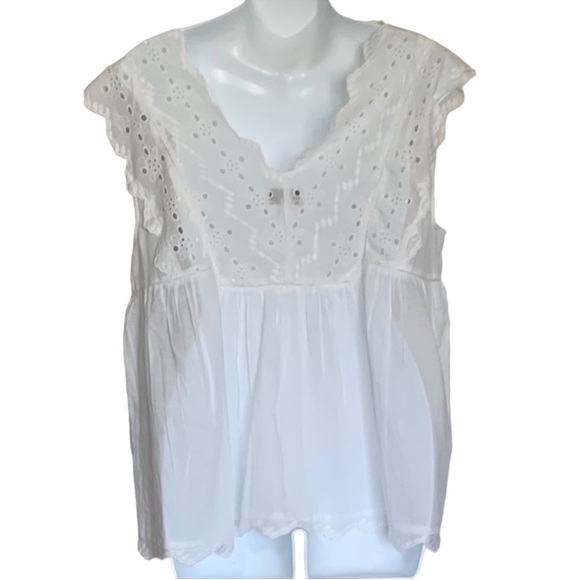 Lucky Brand Womens Eyelet Peasant Blouse Size Medium - Picture 5 of 9